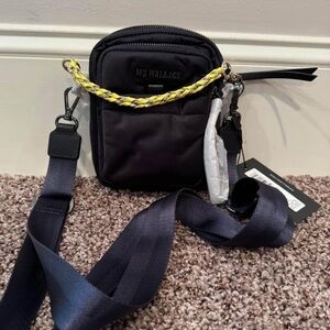 MZ Wallace Mini Bowery Crossbody. Navy with yellow inside (Dawn). NWT